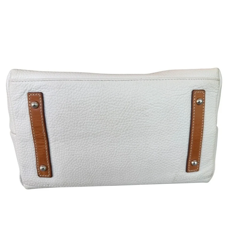 Dooney & Bourke Pebbled Leather Satchel Ivory Cream BritishTan Crossbody Handbag